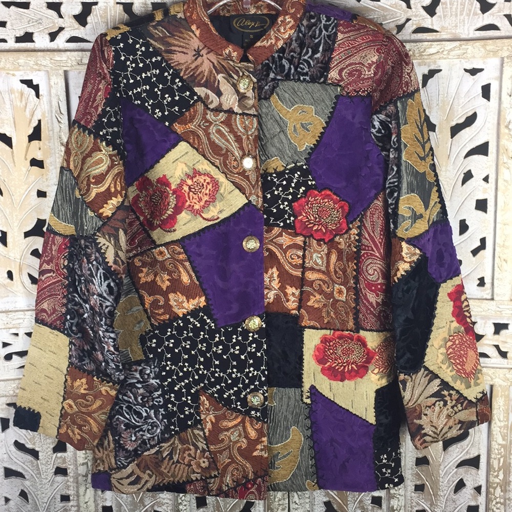 Alex Kim Floral Brocade Appliqué Patchwork Blazer